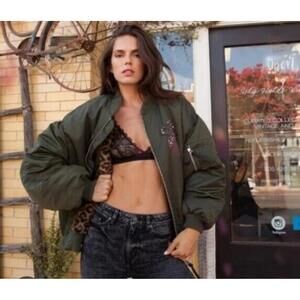 The Kooples Fleur De Lis Oversized Bomber Jacket (2)